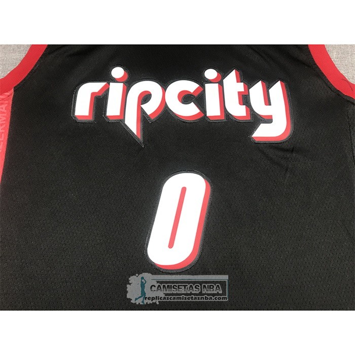 Camiseta Portland Trail Blazers Damian Lillard NO 0 Ciudad 2021-22 Negro